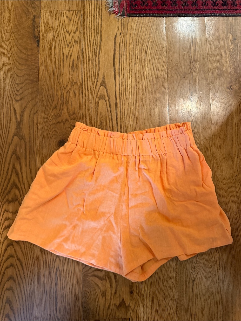 Double Zero Bright Orange High-Waist Elastic Shorts